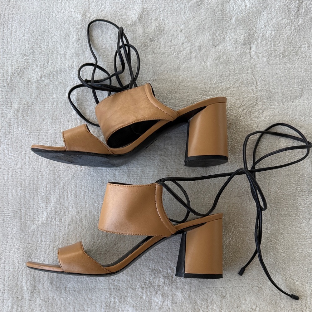 3.1 Phillip Lim Tan Leather Lace-Up Block Heel Sandals